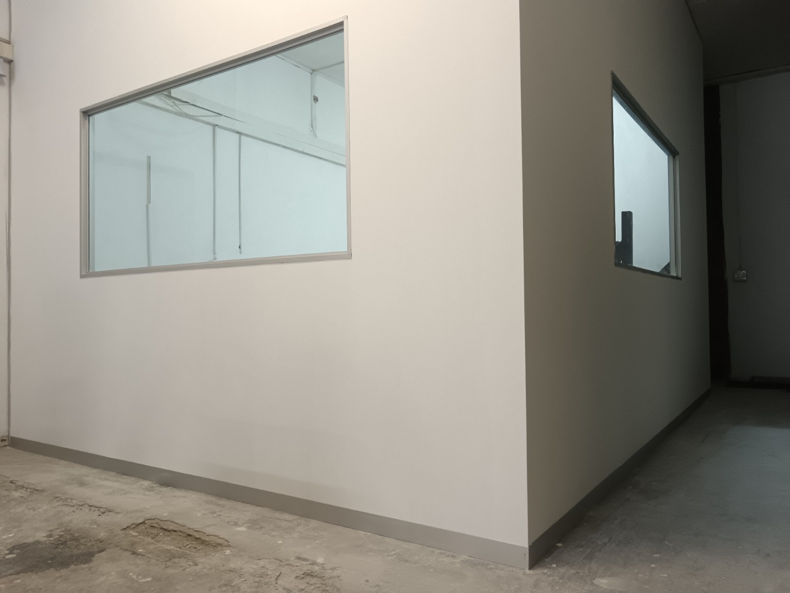 Drywall partition with glazed internal window in a Pinetown office