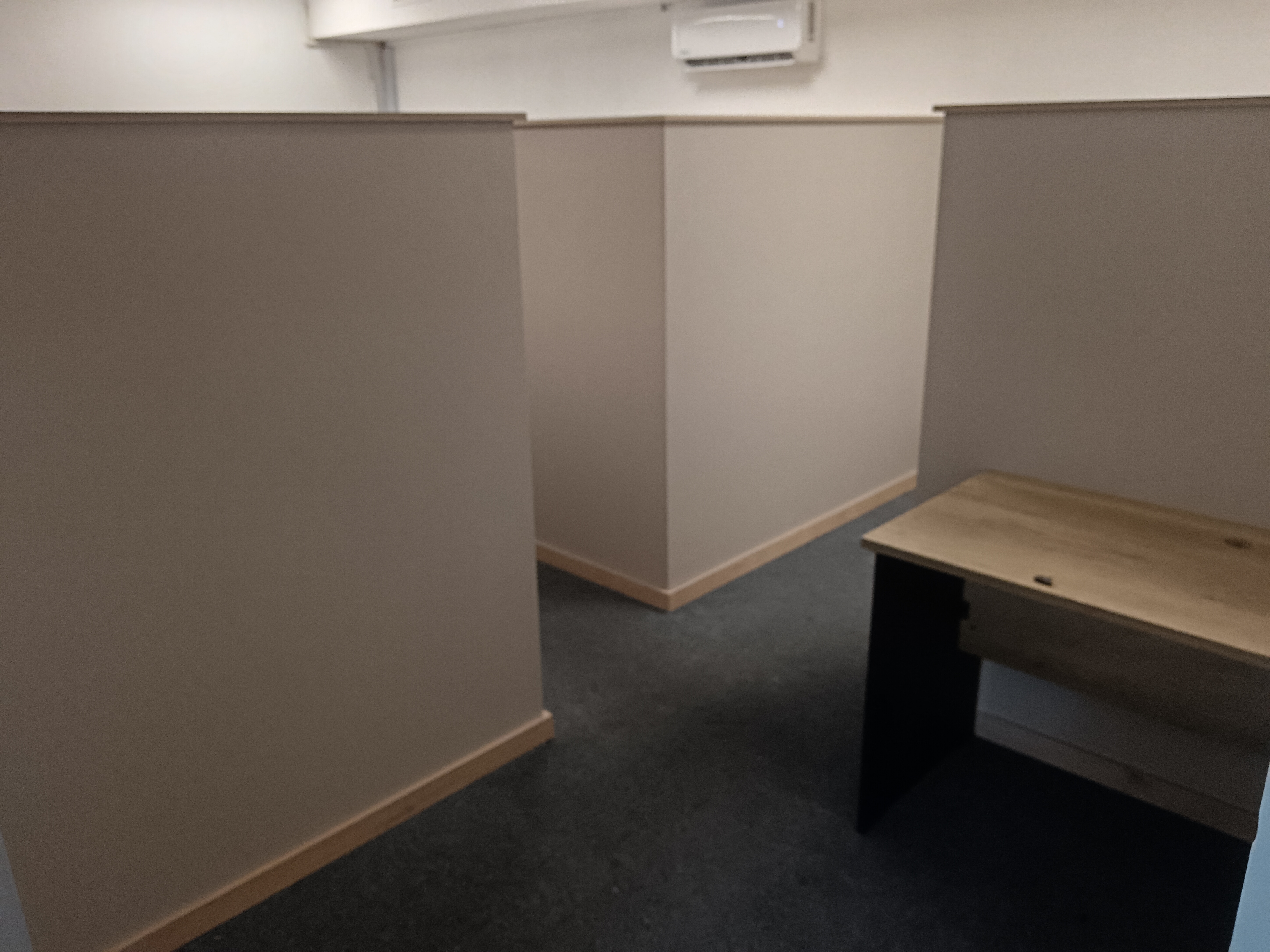 Office with completed melamine partitions and timber skirting in Pinetown