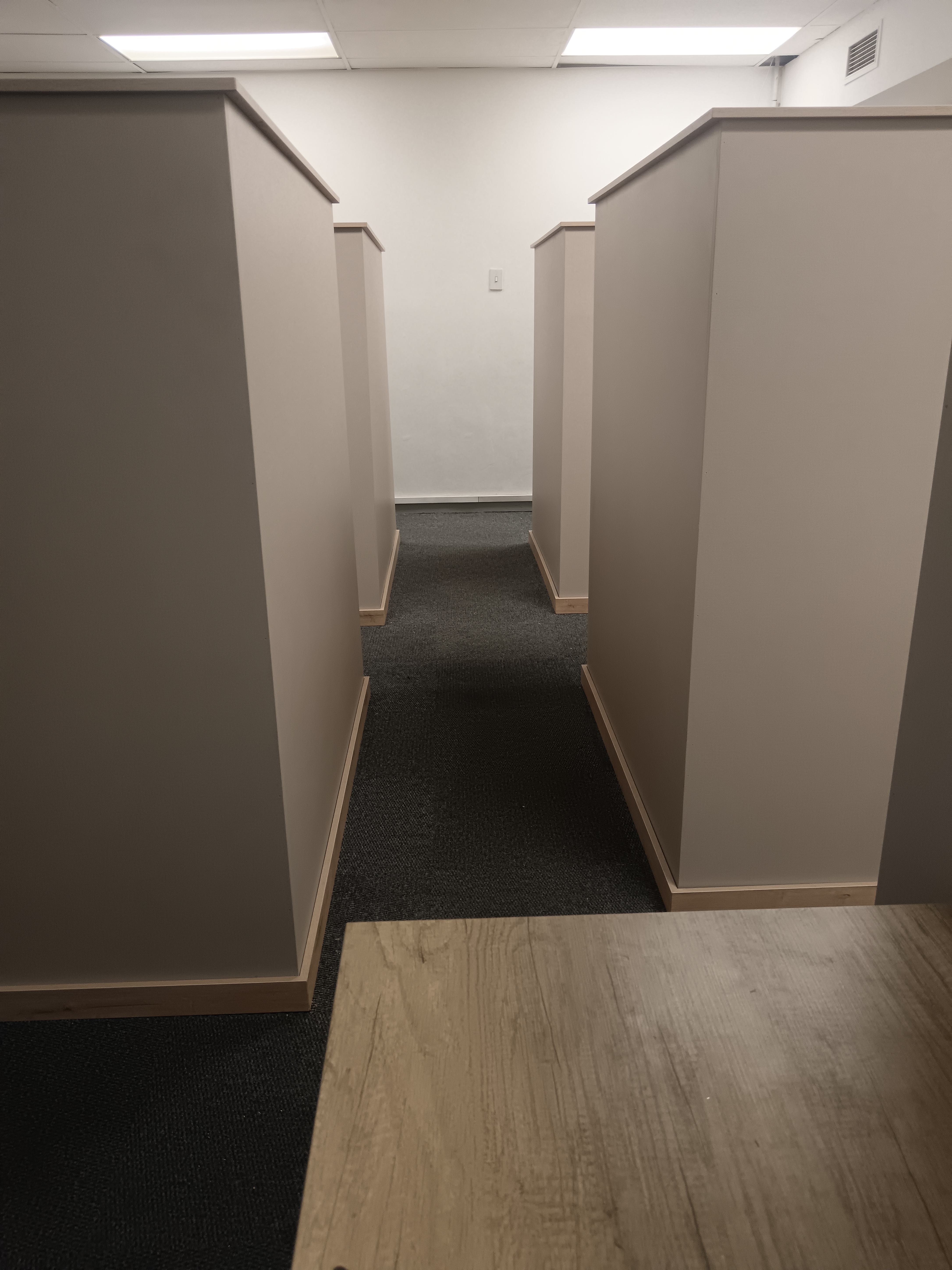 Separated work zone with melamine partition