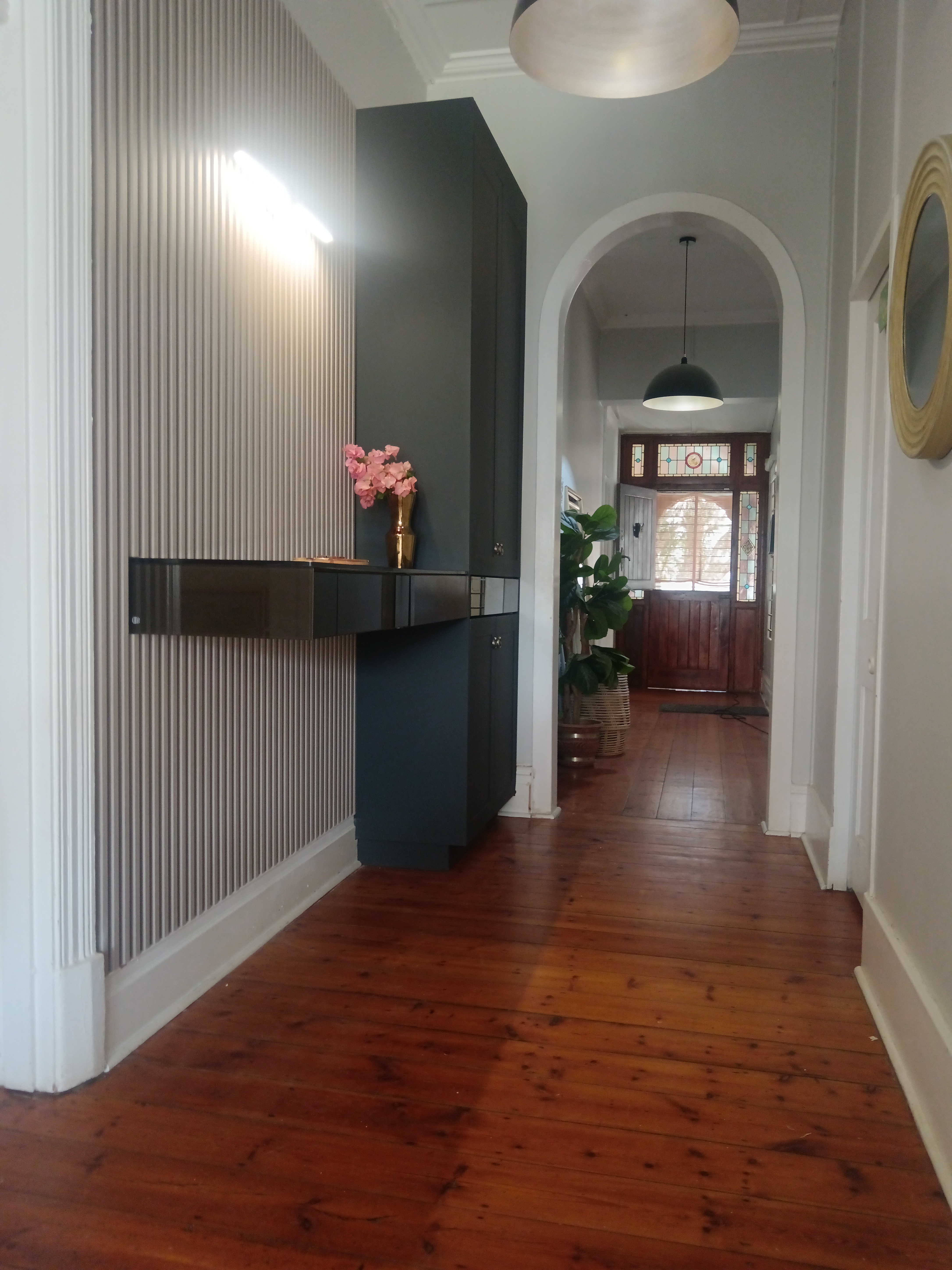 TV Unit & Passage Storage in Berea - Built-in entertainment center with storage